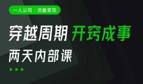 一人公司：流量变现课，一人公司的方法模型拆解， 拆解富人思维，流量思维，小老板思维等-凌秋网创
