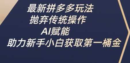 最新拼多多玩法，抛弃传统操作，AI赋能，助力新手小白获取第一桶金-凌秋网创
