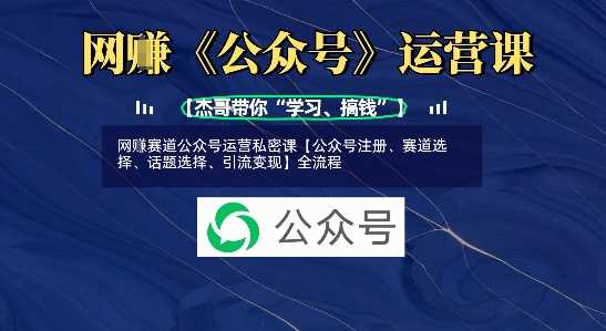 网创赛道公众号运营私密课【公众号注册、赛道选择、话题选择、引流变现】全流程-凌秋网创