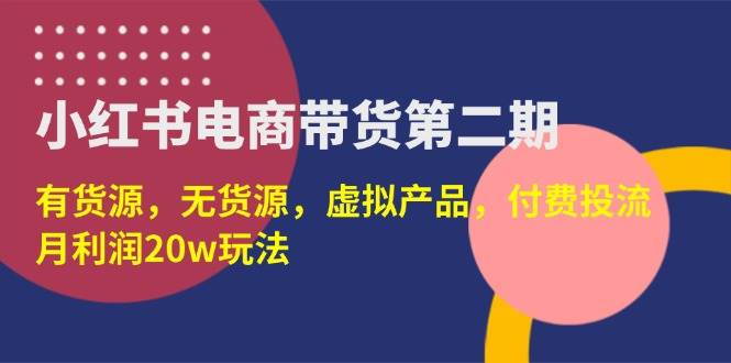 （14186期）小红书电商带货第二期，有货源，无货源，虚拟产品，付费投流，月利润20w-凌秋网创