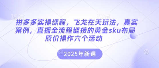 拼多多实操课程，飞龙在天玩法，真实案例，直播全流程链接的黄金sku布局原价操作六个活动-凌秋网创