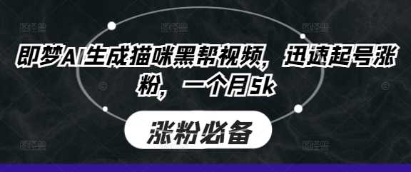 即梦AI生成猫咪黑帮视频，迅速起号涨粉，一个月5k-凌秋网创
