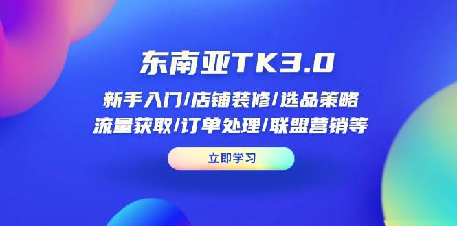 （14208期）东南亚TK3.0：新手入门/店铺装修/选品策略/流量获取/订单处理/联盟营销等-凌秋网创