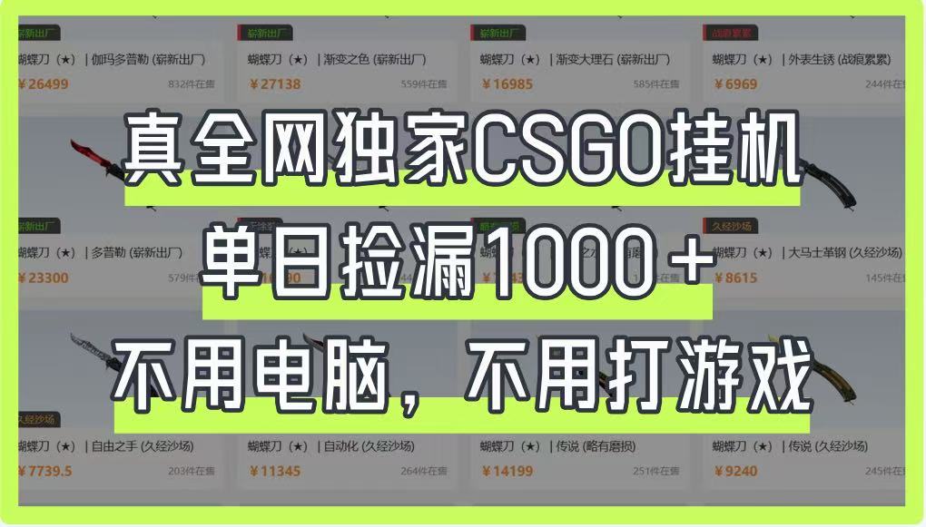 真全网独家CSGO挂机，单日捡漏1000+，不用电脑，不用养号-凌秋网创