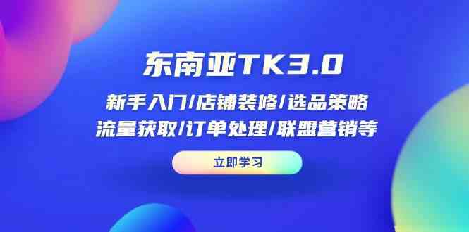东南亚TK3.0：新手入门/店铺装修/选品策略/流量获取/订单处理/联盟营销等-凌秋网创