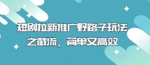 短剧拉新推广野路子玩法之截流，简单又高效-凌秋网创