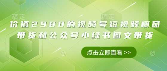 价值2980的视频号短视频橱窗带货和公众号小绿书图文带货-凌秋网创