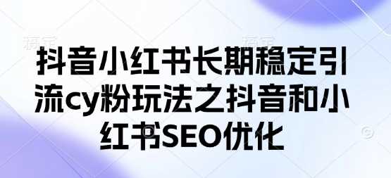 抖音小红书长期稳定引流cy粉玩法之抖音和小红书SEO优化-凌秋网创