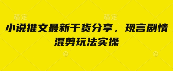 小说推文最新干货分享，现言剧情混剪玩法实操-凌秋网创
