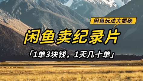闲鱼卖纪录片1单3块钱，1天几十单，项目稳定有潜力-凌秋网创