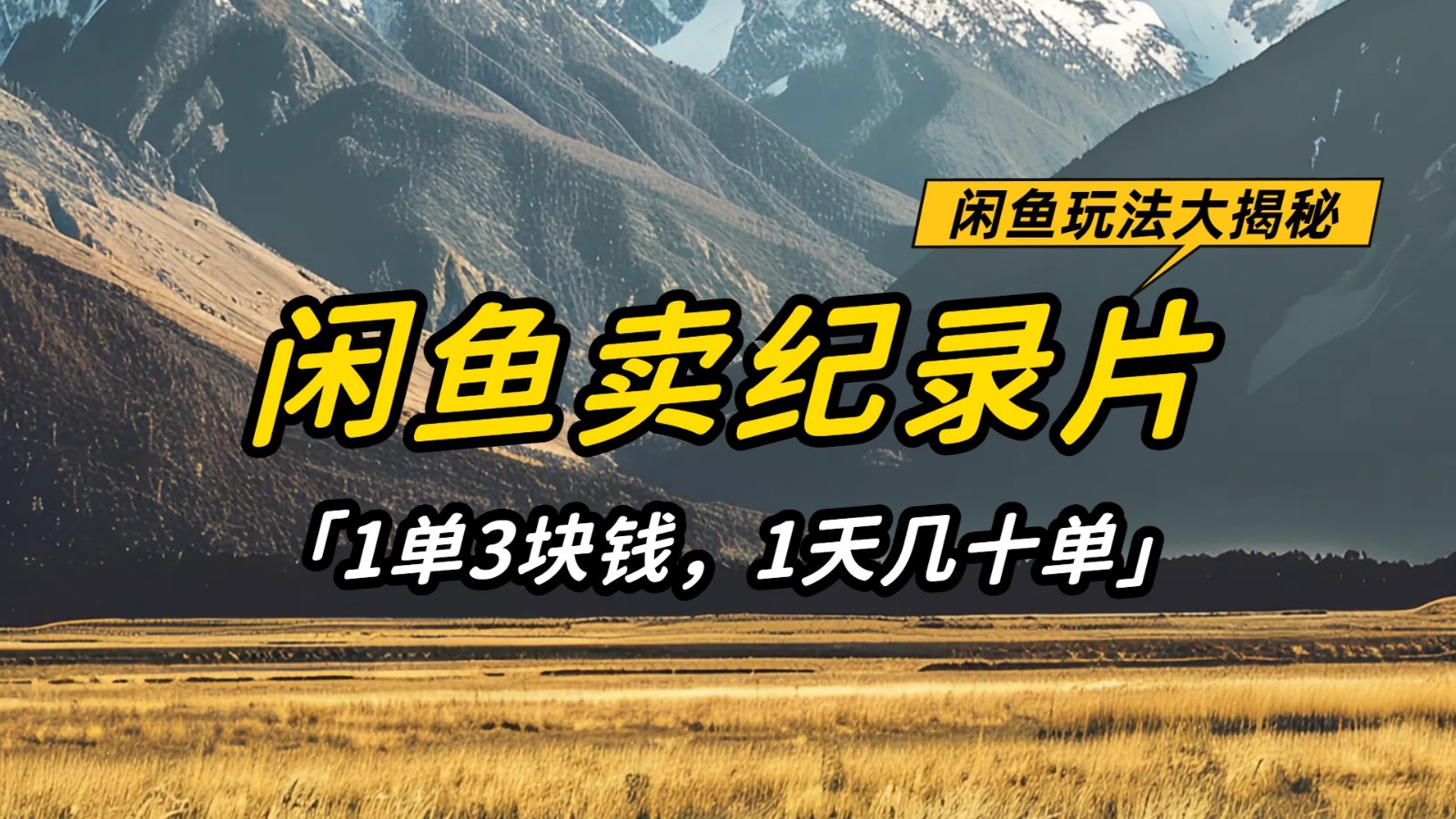 闲鱼卖纪录片，简单又赚钱的小项目，1单3块钱  1天几十单-凌秋网创