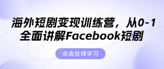 海外短剧变现训练营，从0-1全面讲解Facebook短剧-凌秋网创