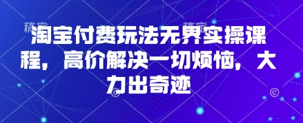 淘宝付费玩法无界实操课程，高价解决一切烦恼，大力出奇迹-凌秋网创