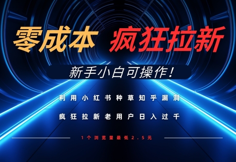 利用小红书种草知乎漏洞，零成本疯狂拉新日入数张，新手小白可操作-凌秋网创