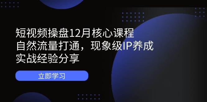 （14447期）短视频操盘12月核心课程：自然流量打通，现象级IP养成，实战经验分享-凌秋网创