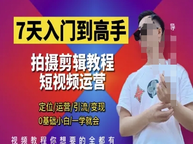7天入门到高手，短视频剪辑运营高手课，定位 运营 引|流 变现，0基础小白一学就会-凌秋网创