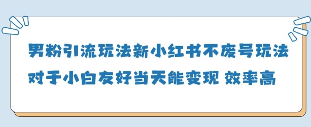 男粉引流玩法(新)，玩法友好做的好当天就能变现-凌秋网创