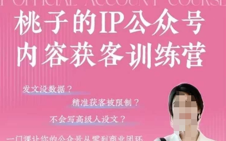 桃子IP公众号内容获客训练营(第3期)，一门让你公众号从0到商业闭环的课程-凌秋网创