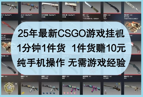 25年最新CSGO游戏挂G，1分钟1件货，1件货挣10元，纯手机操作，无需游戏经验【揭秘】-凌秋网创