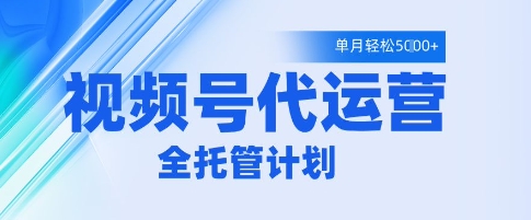 视频号代运营2.0，全程托管招募，单月轻松变现5k【揭秘】-凌秋网创