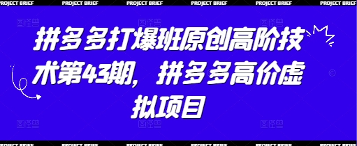 拼多多打爆班原创高阶技术第43期，拼多多高价虚拟项目-凌秋网创