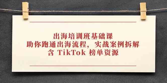 出海培训班基础课，助你跑通出海流程，实战案例拆解，含 TikTok 榜单资源-凌秋网创