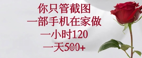 你只管截图，一部手机在家可以做，一小时120.一天5张+【揭秘】-凌秋网创