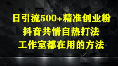 日引流500+精准创业粉，抖音共情自热打法，工作室都在用的方法-凌秋网创