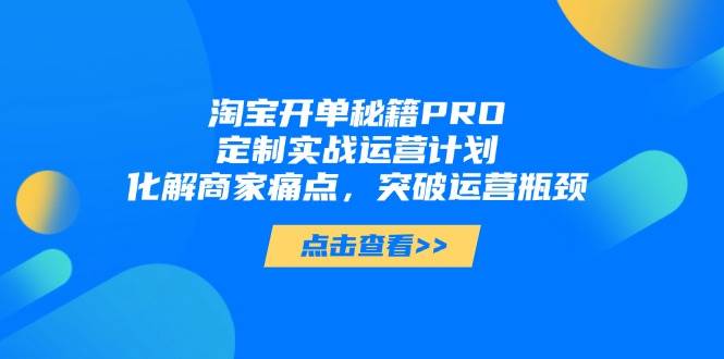 （14642期）淘宝开单秘籍PRO，定制实战运营计划，化解商家痛点，突破运营瓶颈-凌秋网创