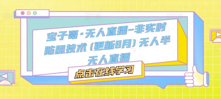 宝子哥·无人直播-非实时防风技术(更新25年5月)无人半无人直播-凌秋网创