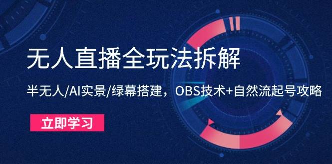 （14684期）无人直播全玩法拆解：半无人/AI实景/绿幕搭建，OBS技术+自然流起号攻略-凌秋网创