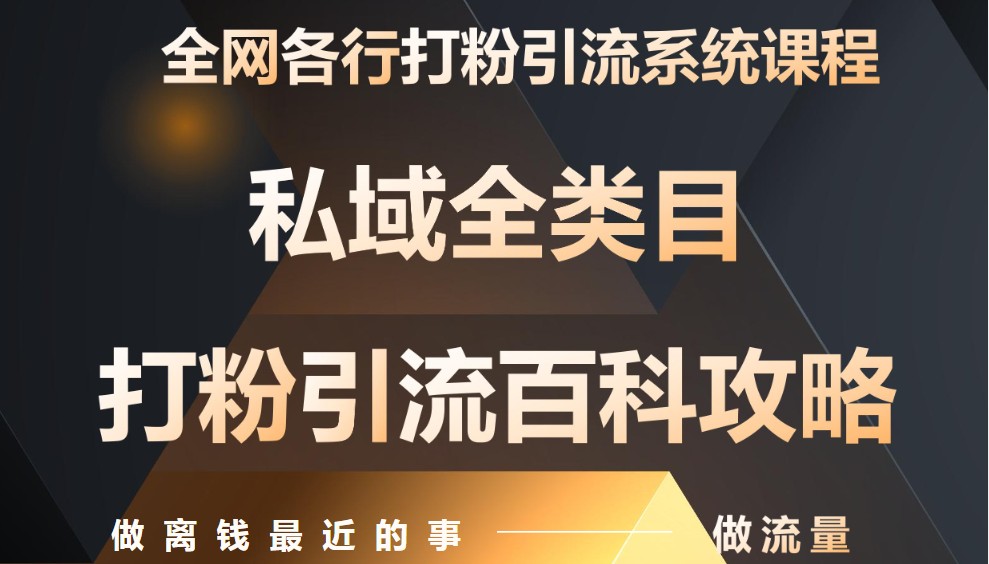 月入9万：全网唯一私域打粉引流神课，零基础手把手带你引流变现-凌秋网创