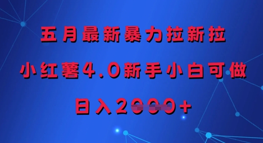 五月最新暴力拉新拉，小红薯4.0新手小白可做，日入多张-凌秋网创