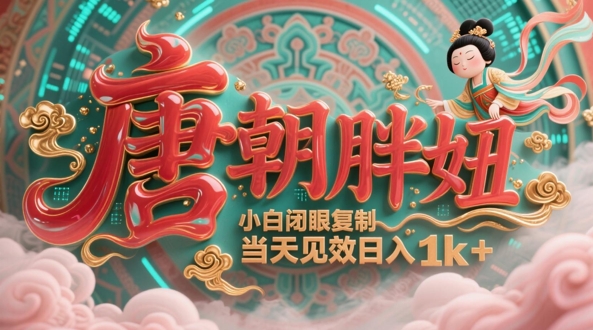 用AI克隆“唐朝胖妞”日更3条，平台疯狂推流，小白闭眼复制，当天见效，日入1k+-凌秋网创