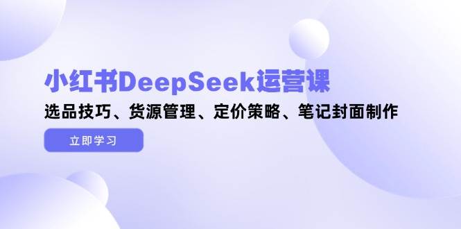 （14748期）小红书DeepSeek运营课，选品技巧、货源管理、定价策略、笔记封面制作-凌秋网创
