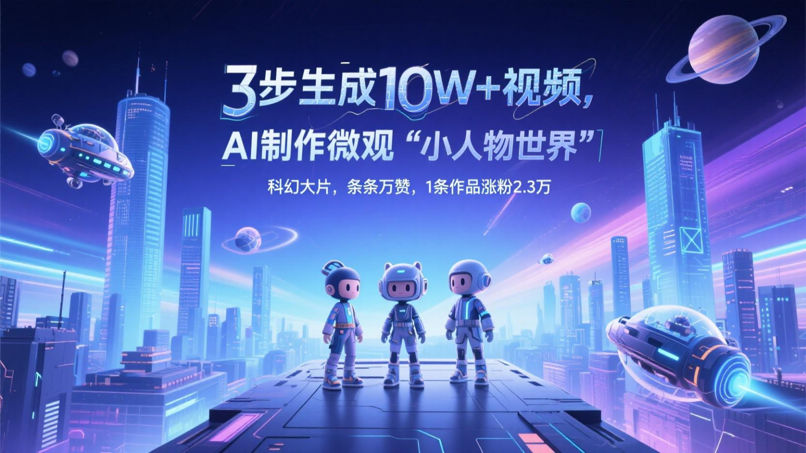 三步生成10W+视频，AI制作微观“小人物世界”科幻大片，条条万赞，1条作品涨粉2.3万-凌秋网创