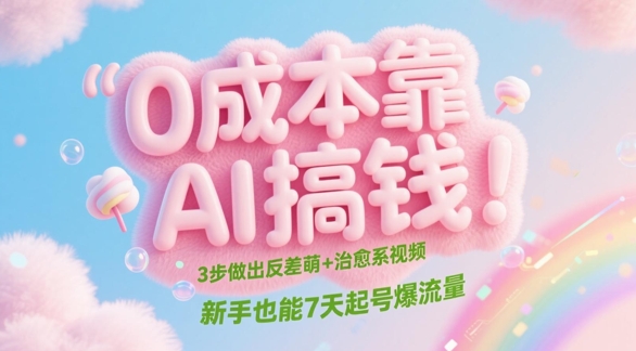 0成本靠AI搞钱！3步做出反差萌+治愈系视频，新手也能7天起号爆流量-凌秋网创