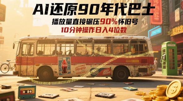 AI还原90年代巴士，一帧就让70后泪崩，播放量直接碾压90%怀旧号，每天操作十分钟，日入四位数-凌秋网创