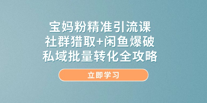 （14820期）宝妈粉精准引流课，社群猎取+闲鱼爆破，私域批量转化全攻略-凌秋网创