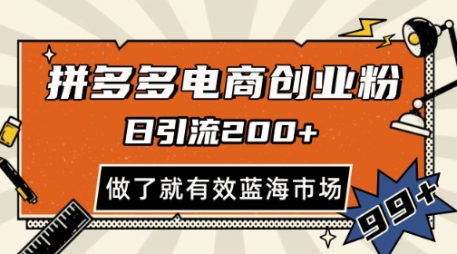 拼多多引流电商创业粉，日引200+，可矩阵放大，做了就有效【揭秘】-凌秋网创