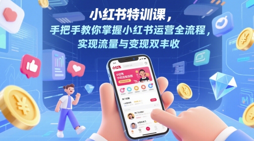 小红书特训课，手把手教你掌握小红书运营全流程，实现流量与变现双丰收-凌秋网创