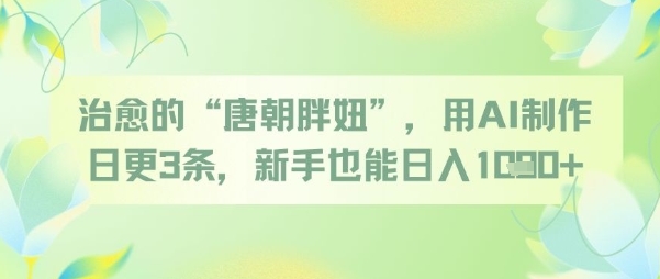 治愈的“唐朝胖妞”，用AI制作日更3条，新手也能日入多张-凌秋网创