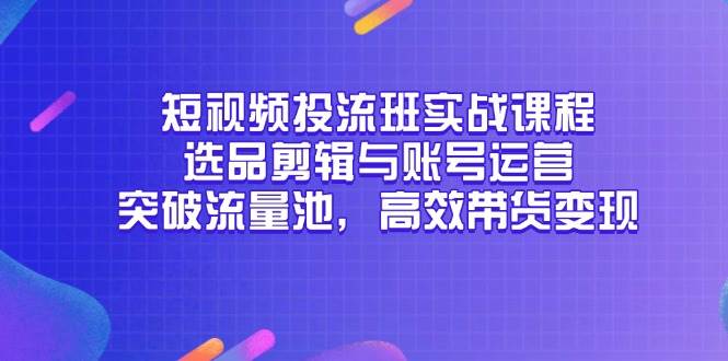 （14868期）短视频投流班实战课程，选品剪辑与账号运营，突破流量池，高效带货变现-凌秋网创