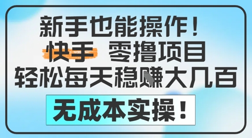 新手也能操作，快手零撸挣米，轻松每天挣2-5张，完全无成本-凌秋网创