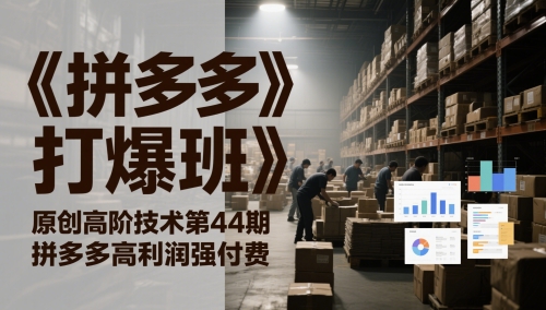 《拼多多打爆班》原创高阶技术第44期，拼多多高利润强付费-凌秋网创