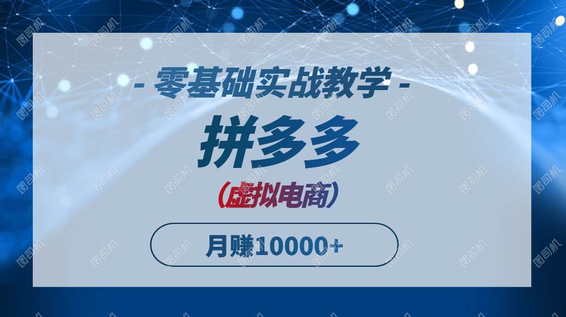 （14880期）拼多多虚拟电商，零基础实战教学，快速打爆商品，新手也能月入10000+-凌秋网创
