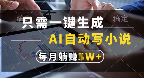 只需一键生成，AI全自动写小说，可一键生成120w字，每月躺着收益过1w+【揭秘】-凌秋网创