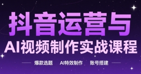 抖音运营与AI视频制作实战课程，爆款选题-AI特效制作-账号搭建-凌秋网创