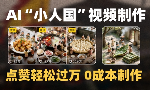 爆款1000W+播放微缩景观迷你小人国AI视频0成本制作全流程教学-凌秋网创