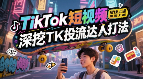 TikTok短视频带货线上课，深挖TK投流达人打法-凌秋网创